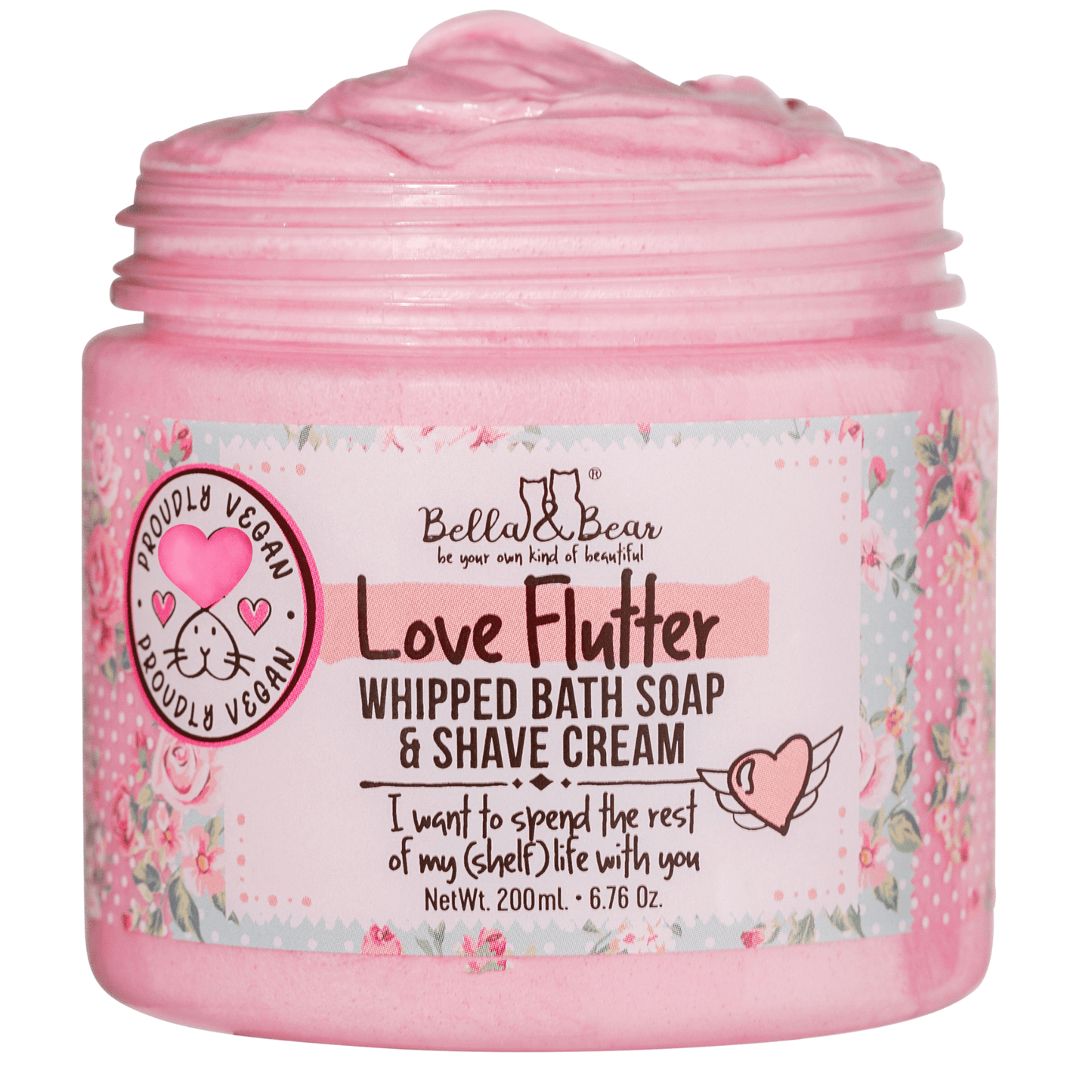 Bella and Bear Bath & Body Care 6.7oz Cruelty Free Love Flutter Whipped Soap & Shave Cream x 6 units per case