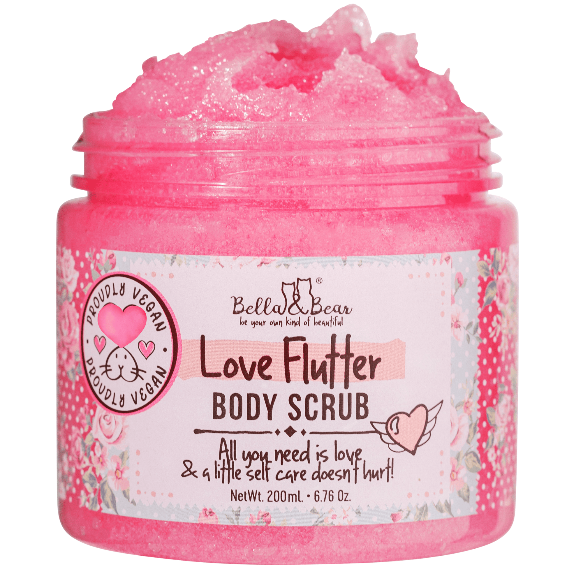 Bella and Bear Bath & Body Care 6.7oz Vegan & Cruelty Free Love Flutter Body Scrub x 12 units per case