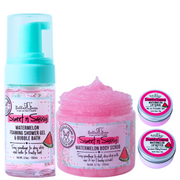 Sweet 'n' Sassy Watermelon Gift Set Foaming Body Wash & Bubble Bath, Body Scrub, Lip Butter & Lip Scrub x 6