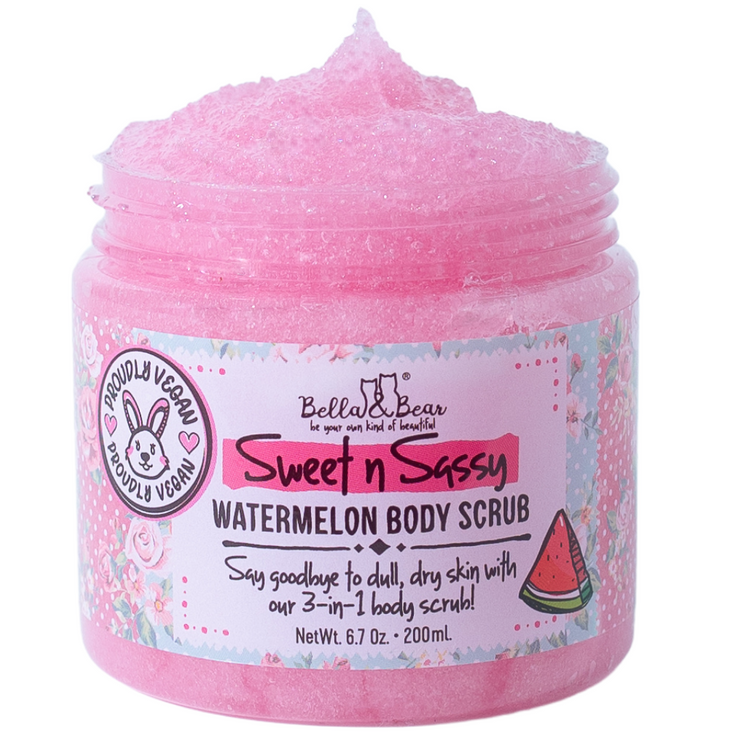 Sweet 'n' Sassy Watermelon Gift Set Foaming Body Wash & Bubble Bath, Body Scrub, Lip Butter & Lip Scrub x 6