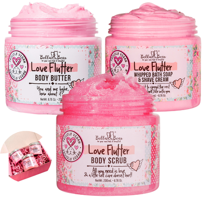 Love Flutter Gift Set | Body Scrub | Bath Soap | Body Butter - Valentines Gift Set