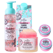 Bella and Bear Bath & Body Care Goddess Gift Set with 2 in 1 Foaming Shower Gel & Bubble Bath, Foaming Bath Milk, Body Scrub & Lip Care Set – Tropical Scent x 6