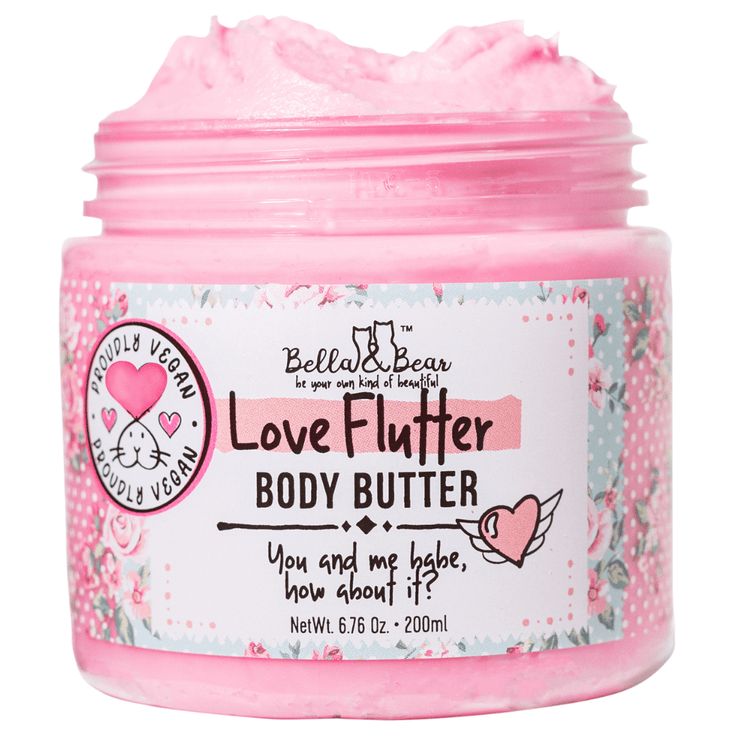 Bella and Bear Bath & Body Care Love Flutter Gift Set | Body Scrub | Bath Soap | Body Butter - Valentines Gift Set x6