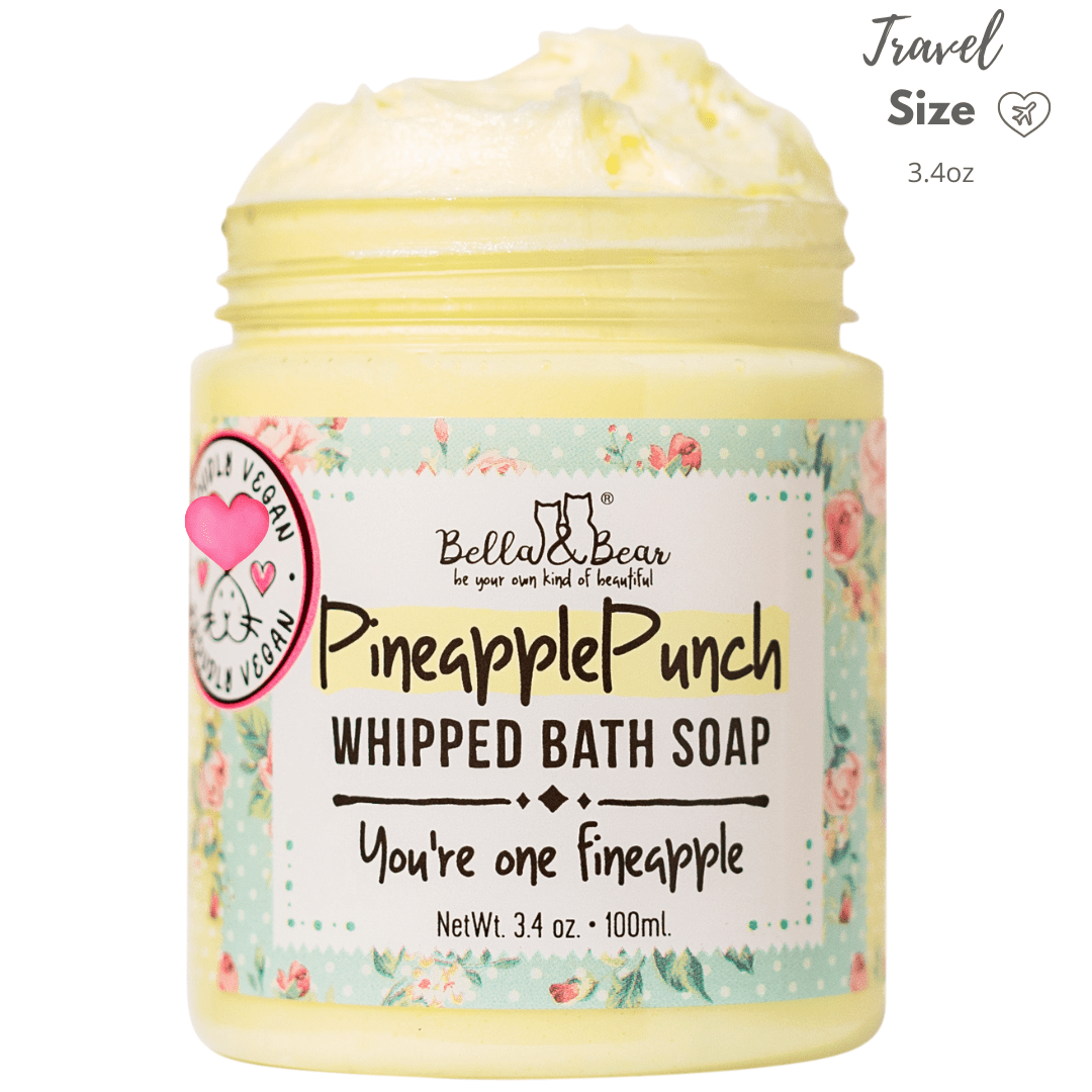 Bella and Bear Health & Beauty Pineapple Punch Whipped Bath Soap, Moisturizing Wash 3.4oz x 24 units per case