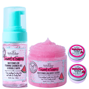 Bella and Bear Bath & Body Care Sweet 'n' Sassy Watermelon Gift Set Foaming Body Wash & Bubble Bath, Body Scrub, Lip Butter & Lip Scrub x 6