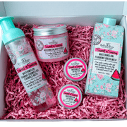 Bella and Bear Bath & Body Care Sweet 'n' Sassy Watermelon Gift Set with Foaming Shower Gel & Bubble Bath, Foaming Bath Milk, Body Scrub, Lip Butter & Lip Scrub x 6