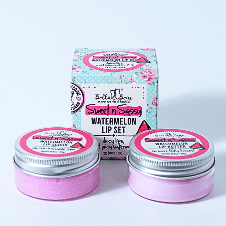 Bella and Bear Health & Beauty Sweet 'n' Sassy Watermelon Lip Set - Lip Scrub & Lip Butter  x 6