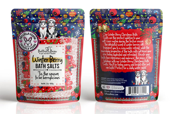 Bella and Bear Bath & Body Care Winter Berry Holiday Bath Salts 2lb Packs x 6